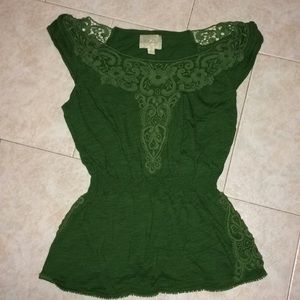 Deletta Anthropologie, green tank blouse